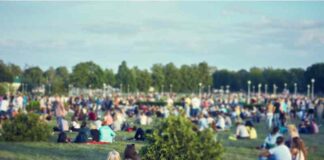 Is Human Gathering Fake or Real People at an open air concert