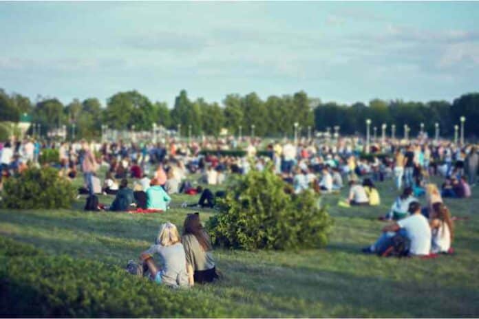 People at an open air concert