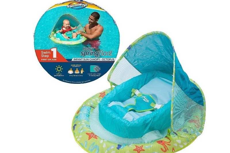 SwimWays Baby Spring Float with Adjustable Canopy and UPF Sun Protection